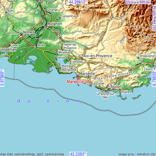 Topographic map of Marseille 08