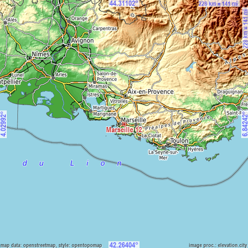Topographic map of Marseille 12