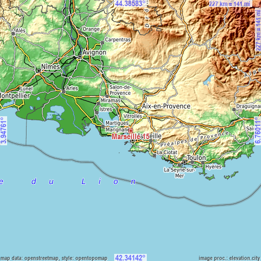 Topographic map of Marseille 15