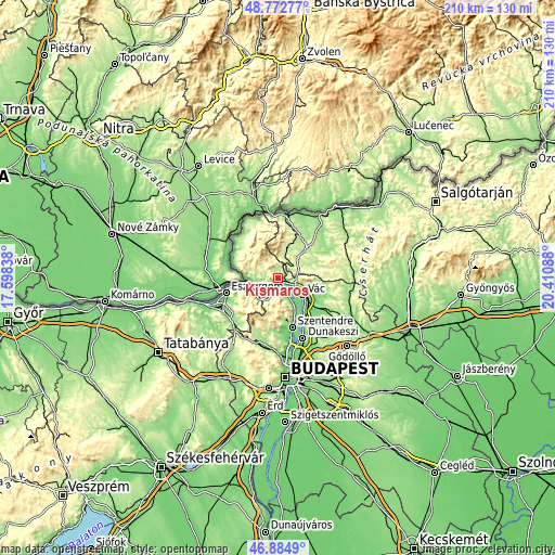 Topographic map of Kismaros