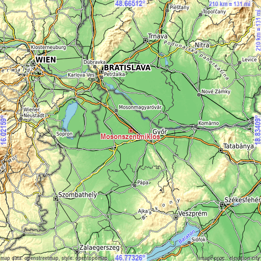 Topographic map of Mosonszentmiklós