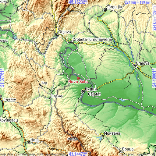 Topographic map of Novo Selo