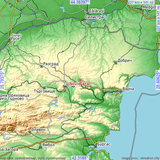 Topographic map of Novi Pazar