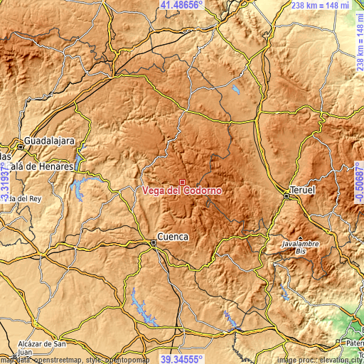 Topographic map of Vega del Codorno