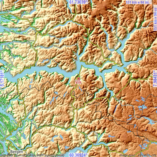 Topographic map of Vik