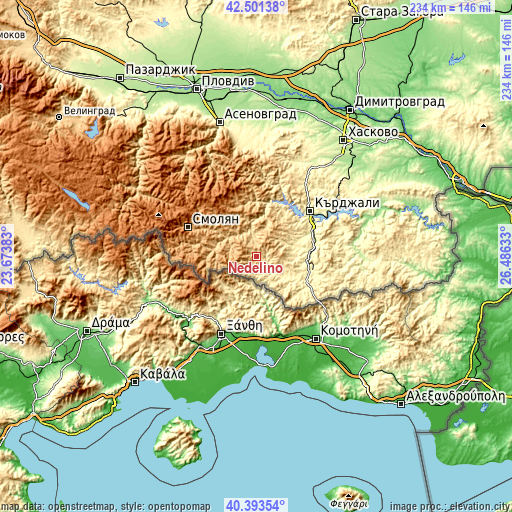 Topographic map of Nedelino