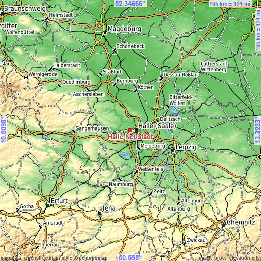 Topographic map of Halle Neustadt