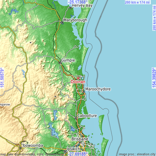 Topographic map of Doonan