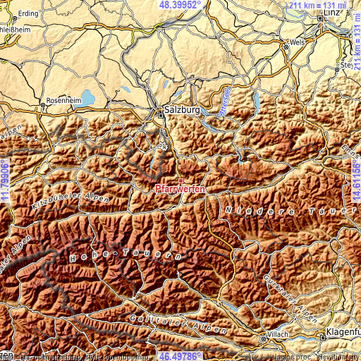 Topographic map of Pfarrwerfen