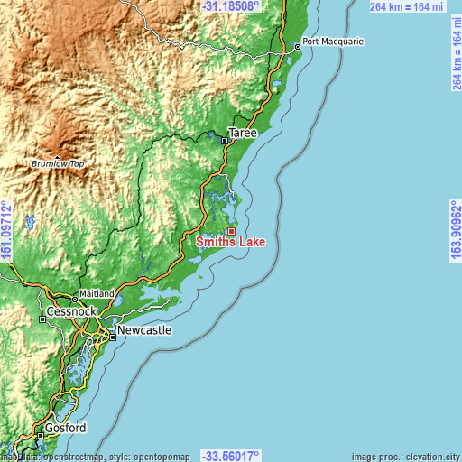 Topographic map of Smiths Lake