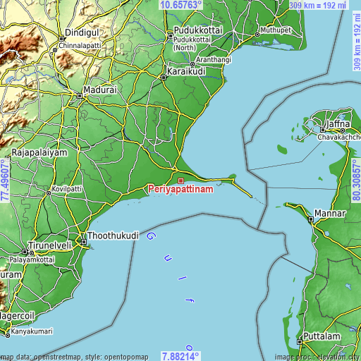 Topographic map of Periyapattinam