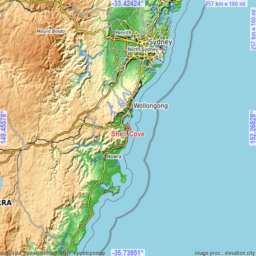 Topographic map of Shell Cove