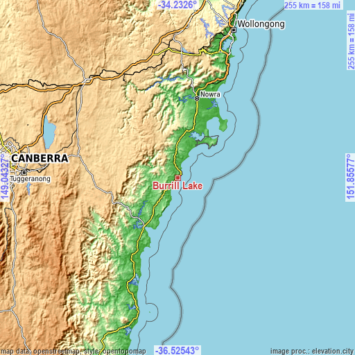 Topographic map of Burrill Lake