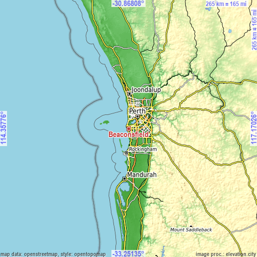 Topographic map of Beaconsfield