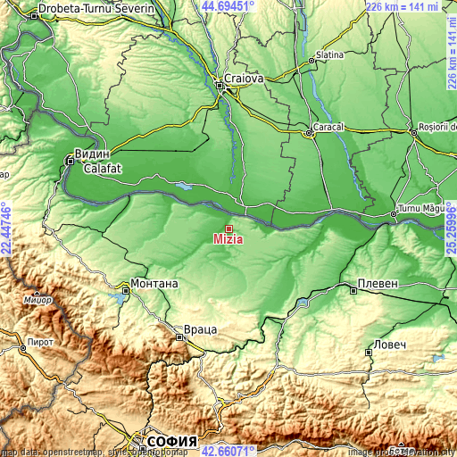 Topographic map of Mizia