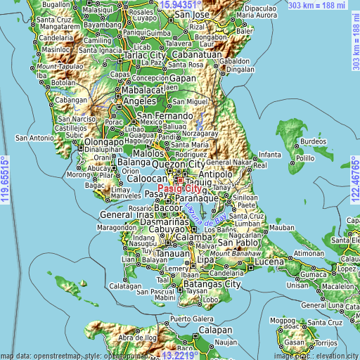 Topographic map of Pasig City