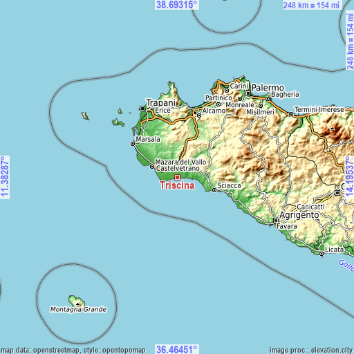 Topographic map of Triscina