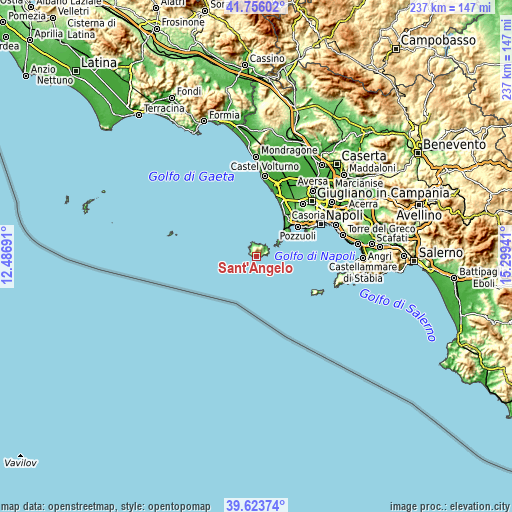 Topographic map of Sant'Angelo