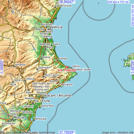 Topographic map of els Poblets
