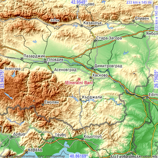 Topographic map of Mineralni Bani