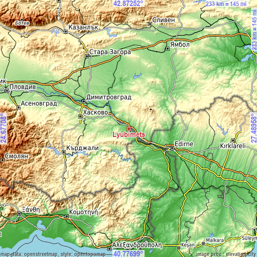 Topographic map of Lyubimets