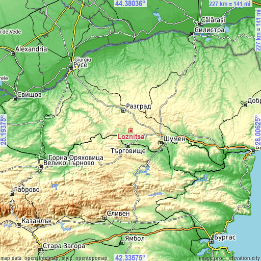 Topographic map of Loznitsa