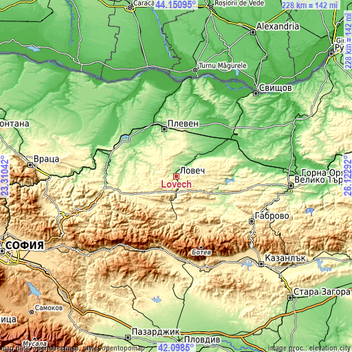 Topographic map of Lovech