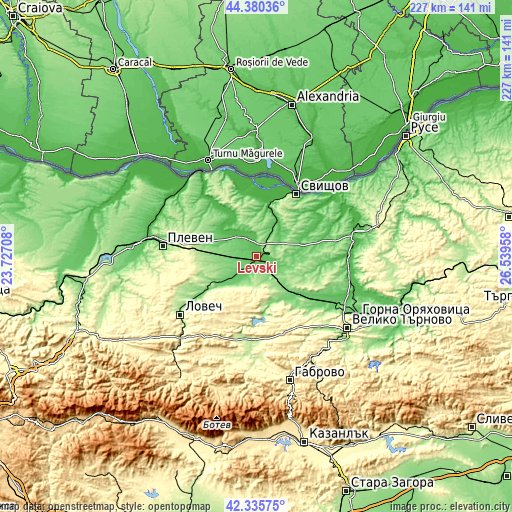 Topographic map of Levski