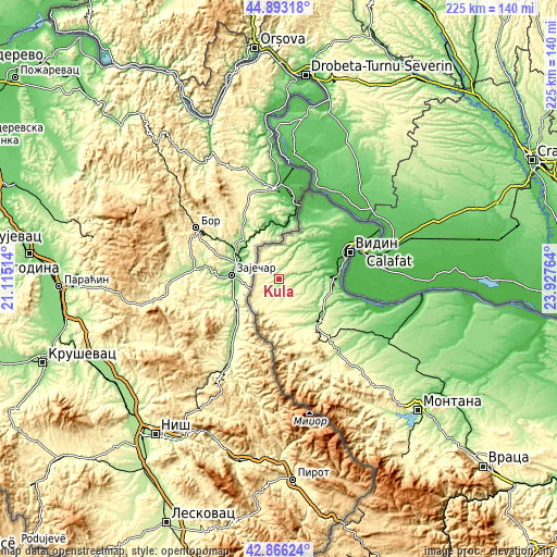 Topographic map of Kula