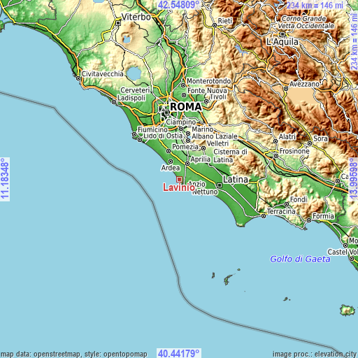 Topographic map of Lavinio