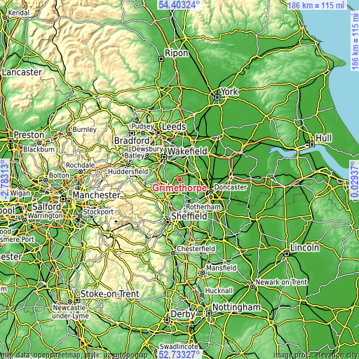 Topographic map of Grimethorpe
