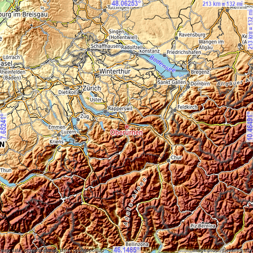 Topographic map of Oberurnen