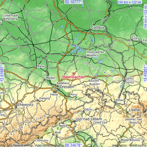 Topographic map of Haselbachtal