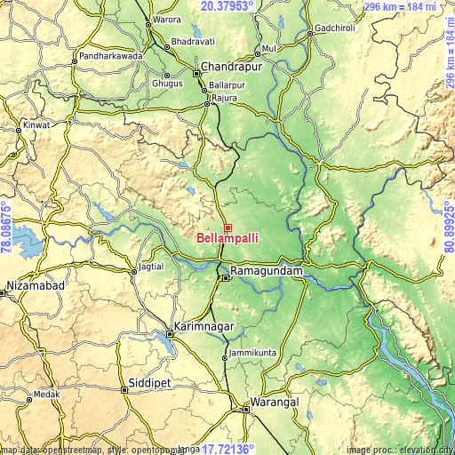 Topographic map of Bellampalli