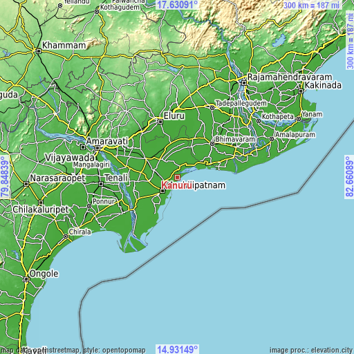 Topographic map of Kanuru