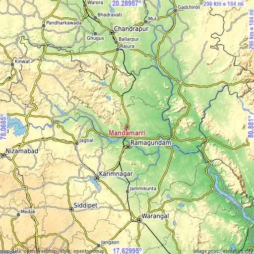 Topographic map of Mandamarri