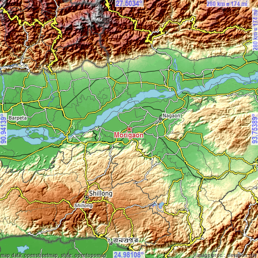 Topographic map of Morigaon