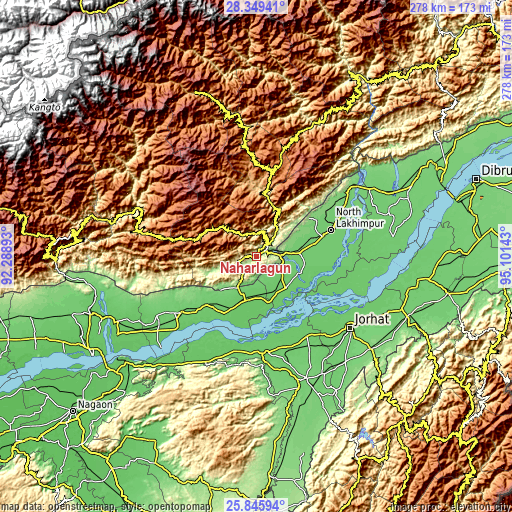 Topographic map of Naharlagun
