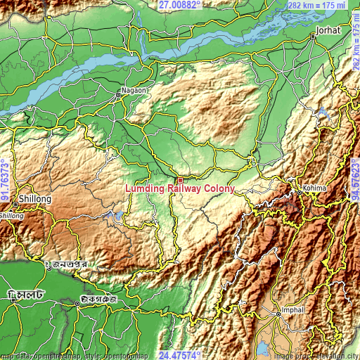 Topographic map of Lumding Railway Colony