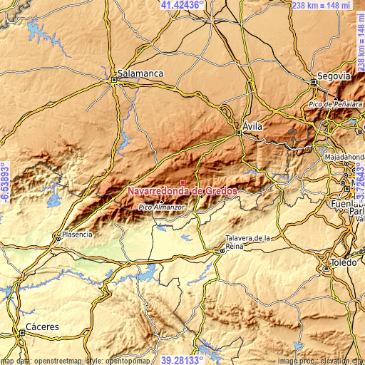 Topographic map of Navarredonda de Gredos