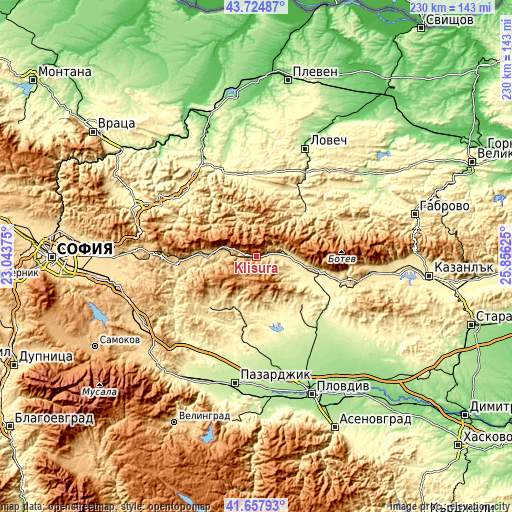 Topographic map of Klisura