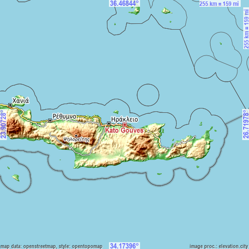 Topographic map of Káto Goúves