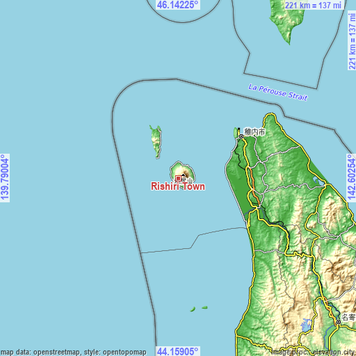 Topographic map of Rishiri Town