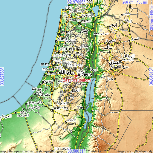 Topographic map of East Jerusalem