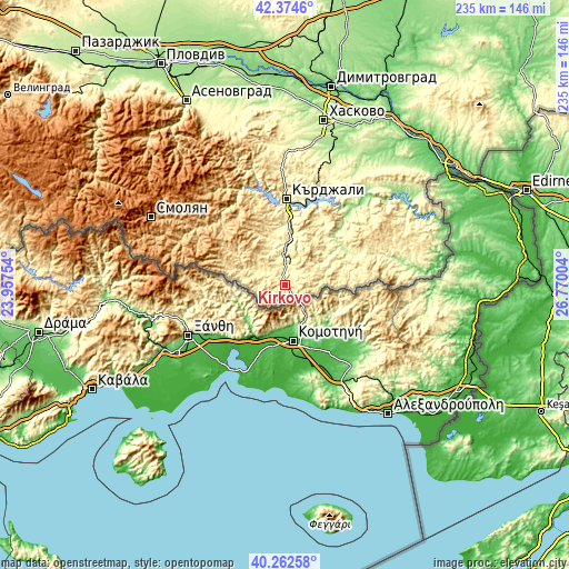 Topographic map of Kirkovo