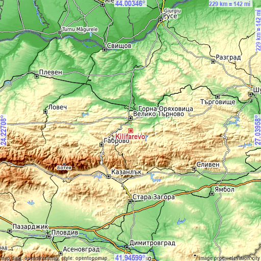 Topographic map of Kilifarevo