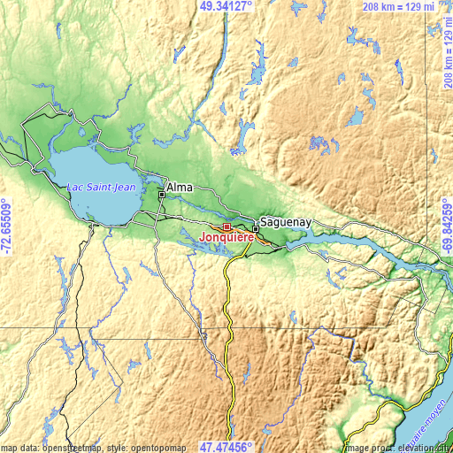 Topographic map of Jonquière