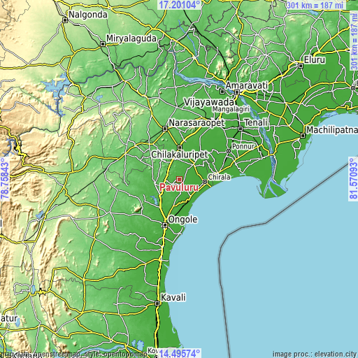Topographic map of Pavuluru