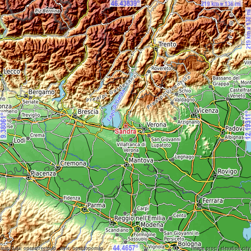 Topographic map of Sandrà