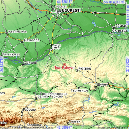 Topographic map of Tsar Kaloyan
